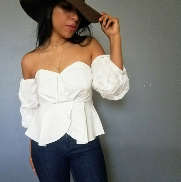 KARA WHITE OFF SHOULDER PUFF SLEEVE TOP - Picture 4 of 7